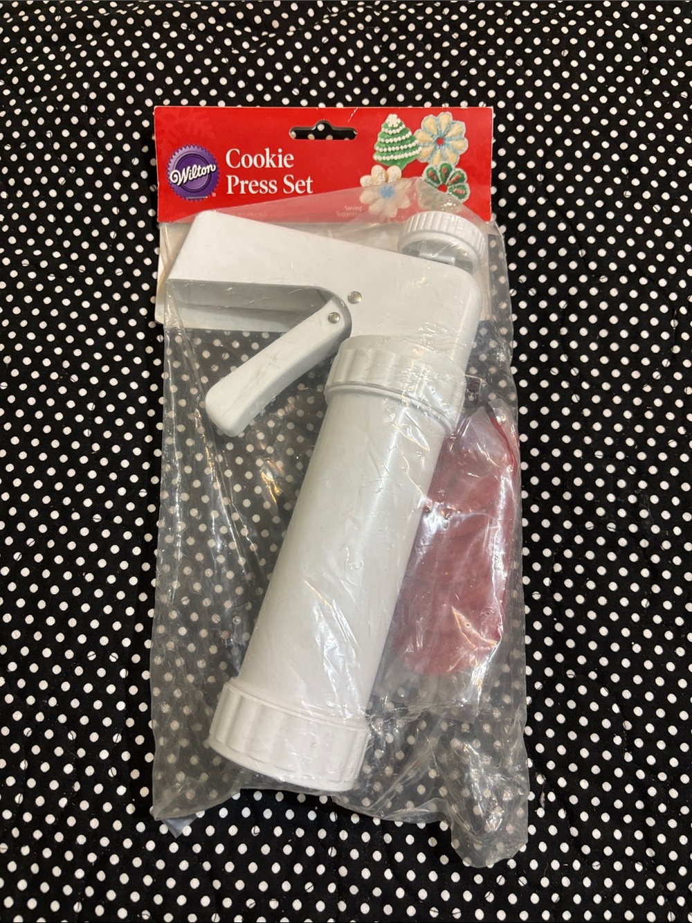 Wilton White Cookie Press Set with Red Accent